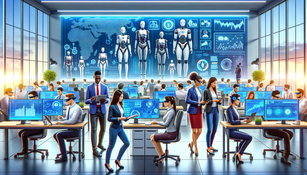 Advanced AI-human collaboration in a high-tech office environment