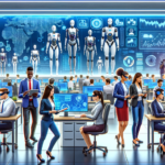 Advanced AI-human collaboration in a high-tech office environment