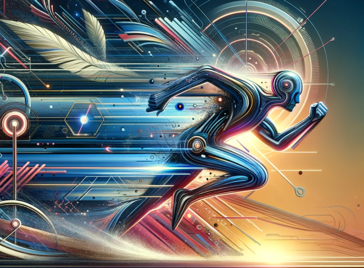 Dynamic illustration symbolizing Sam Altman's swift return to OpenAI, highlighting themes of rapid change and innovation in tech.