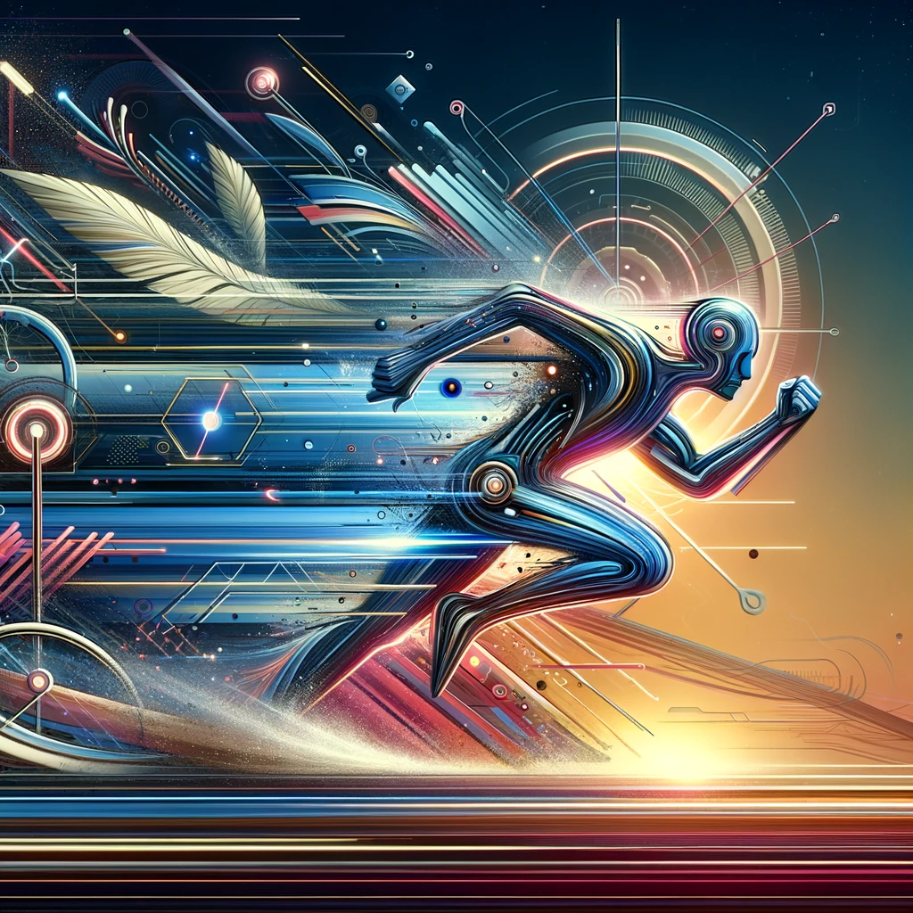 Dynamic illustration symbolizing Sam Altman's swift return to OpenAI, highlighting themes of rapid change and innovation in tech.