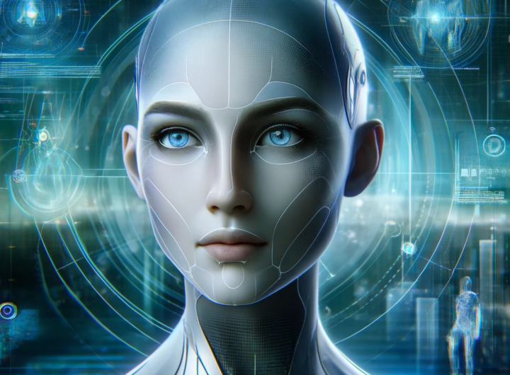 Virtual avatar created by VASA, showcasing AI-driven facial expressions and movements against a digital backdrop.