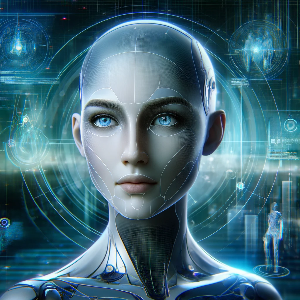 Virtual avatar created by VASA, showcasing AI-driven facial expressions and movements against a digital backdrop.