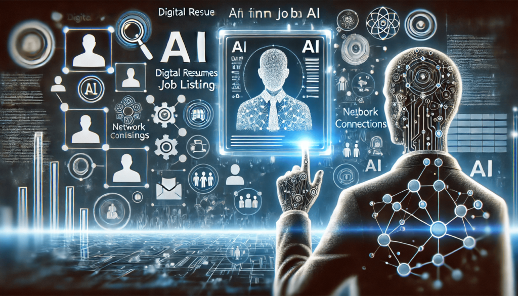 Job seeker using AI technology to enhance job search with digital interface