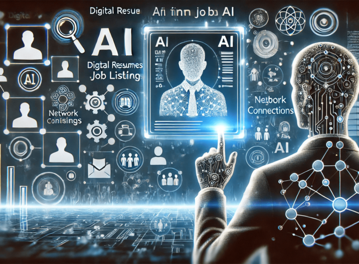 Job seeker using AI technology to enhance job search with digital interface